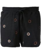 Jupe By Jackie Floral Embroidery Shorts, Size: Medium, Black, Cotton/spandex/elastane