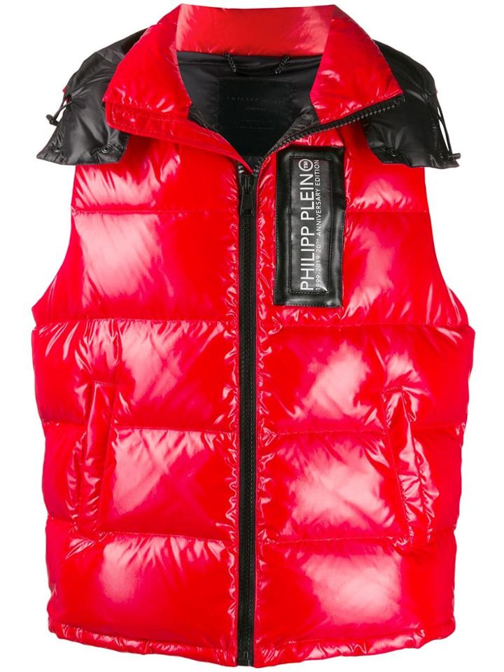 Philipp Plein 20th Anniversary Shiny Padded Vest - Red