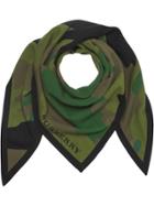 Burberry The Burberry Bandana In Camouflage Wool Blend - Green