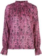 Derek Lam 10 Crosby Long Sleeve Ethnic Floral Print Ruffle Neck Blouse