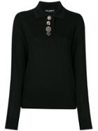 Dolce & Gabbana Long Sleeve Polo Shirt - Black