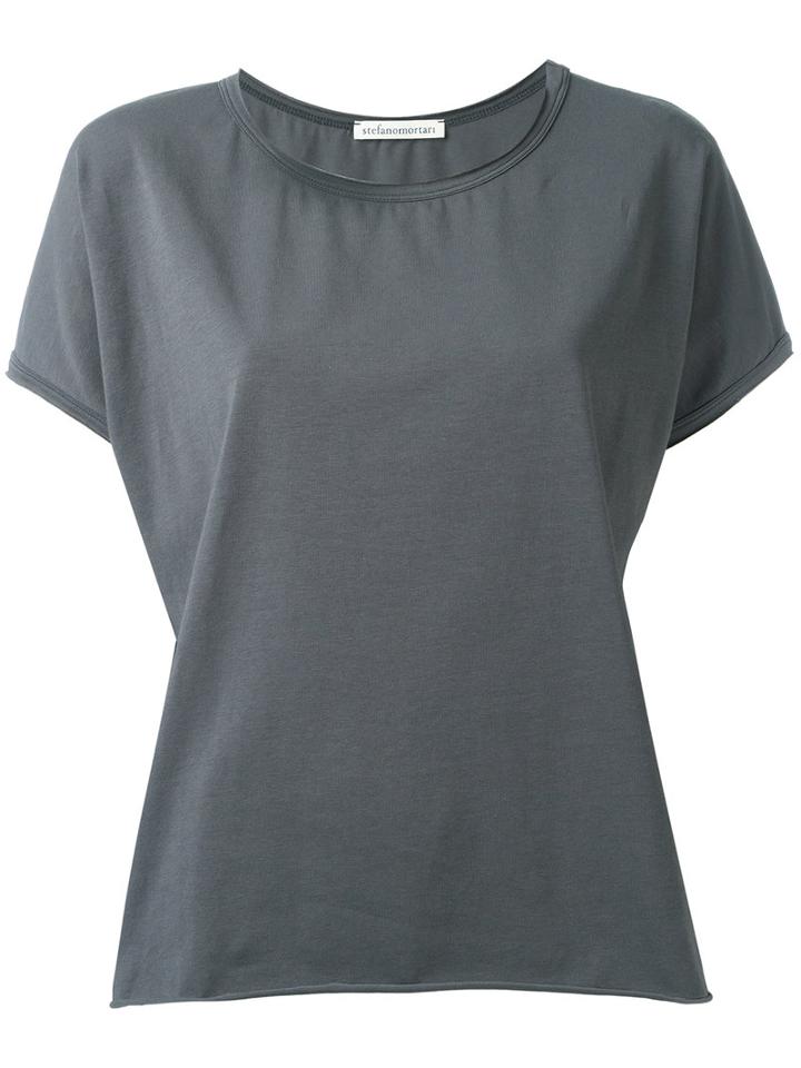 Stefano Mortari - Raw Hemmed T-shirt - Women - Cotton/spandex/elastane - 42, Women's, Grey, Cotton/spandex/elastane
