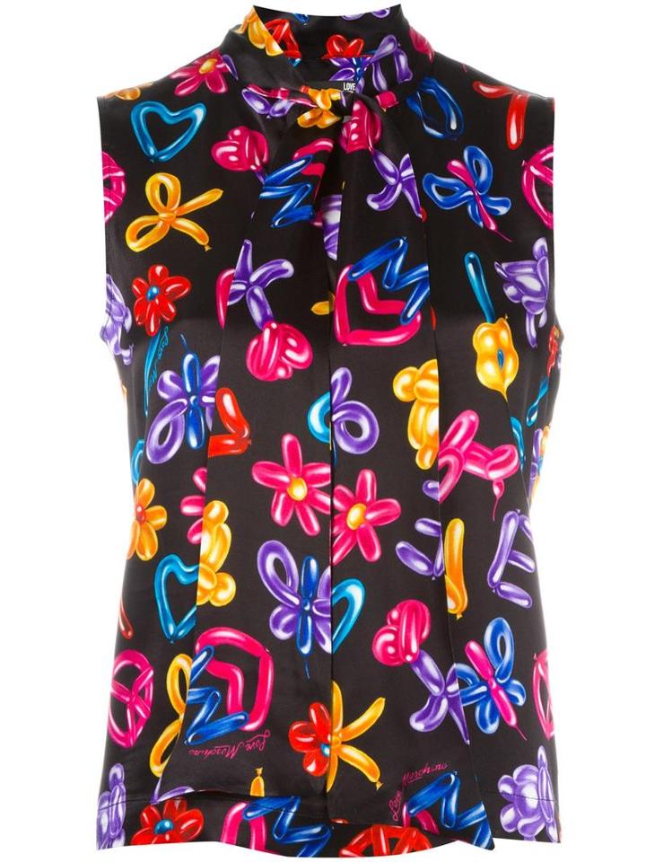 Love Moschino Pussy Bow Sleeveless Top, Women's, Size: 42, Viscose