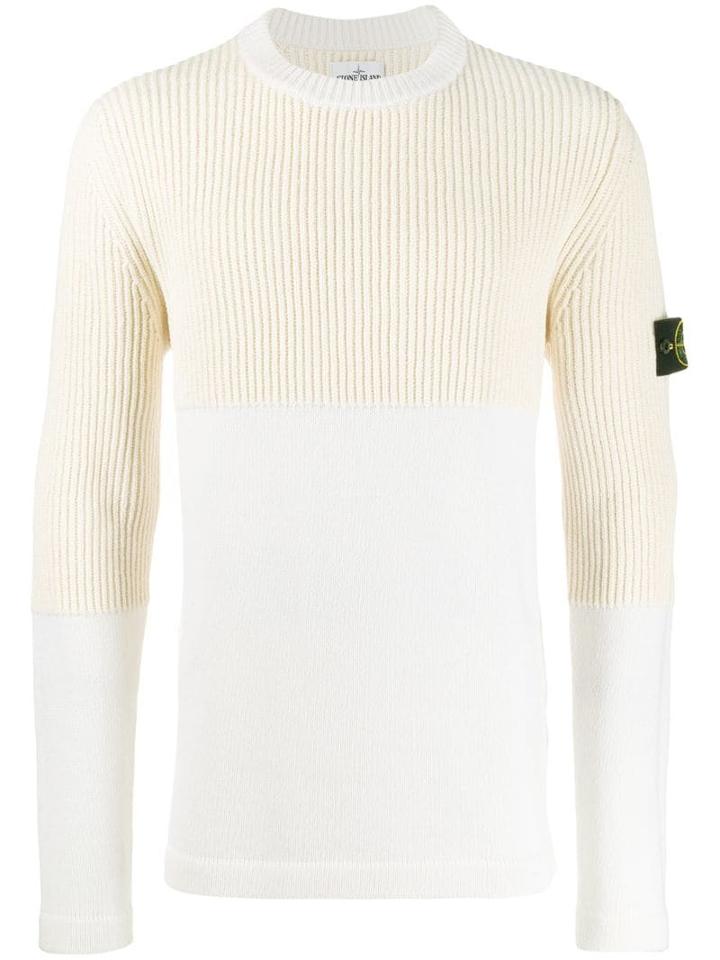 Stone Island Panelled Jumper - White