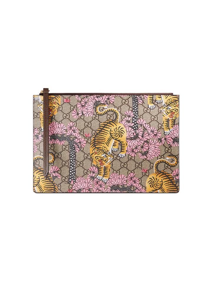 Gucci - Gucci Bengal Pouch - Women - Leather/canvas - One Size, Nude/neutrals, Leather/canvas