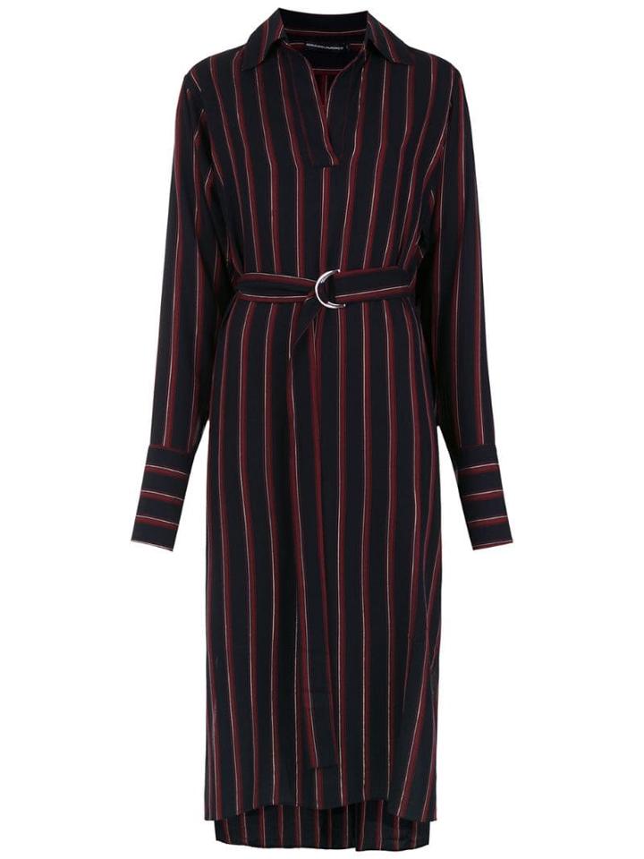 Reinaldo Lourenço Striped Belted Shirt Dress - Black