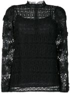 Michael Michael Kors Flower Appliqué Lace Blouse - Black