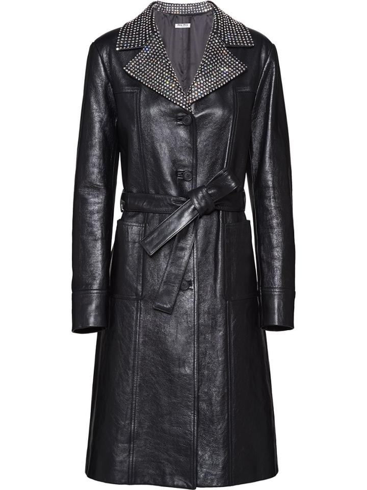 Miu Miu Glossy Nappa Leather Coat - Black