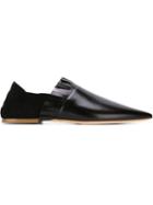 Msgm Contrast Panel Fringed Slippers