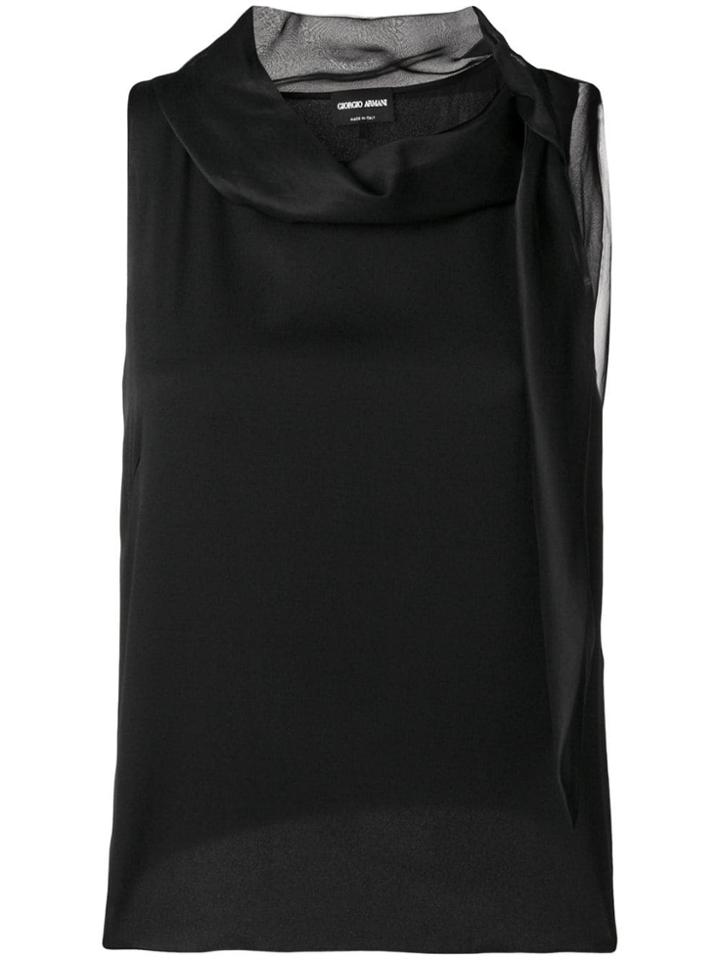 Giorgio Armani Sleeveless Fitted Blouse - Black