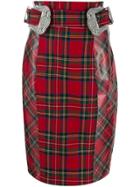 Philipp Plein Tartan Pencil Skirt - Red