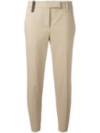 Brunello Cucinelli Tailored Cropped Trousers, Women's, Size: 40, Nude/neutrals, Cotton/spandex/elastane/brass/cupro