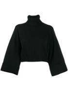 P.a.r.o.s.h. Knit Cropped Roll Neck Jumper - Black
