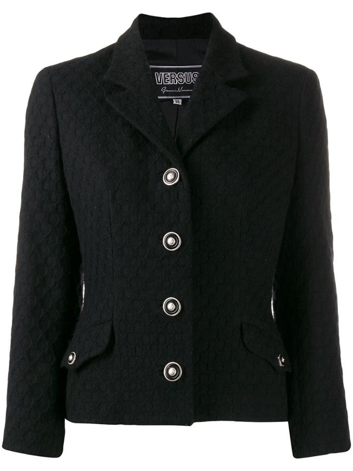 Versus Pre-owned 1990s Wave Knit Jacket - Black