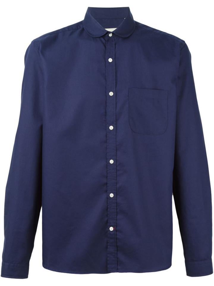 Oliver Spencer Eton Collar Shirt, Men's, Size: 15 1/2, Blue, Cotton