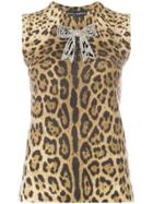 Dolce & Gabbana Leopard Print Cashmere Tank Top - Brown