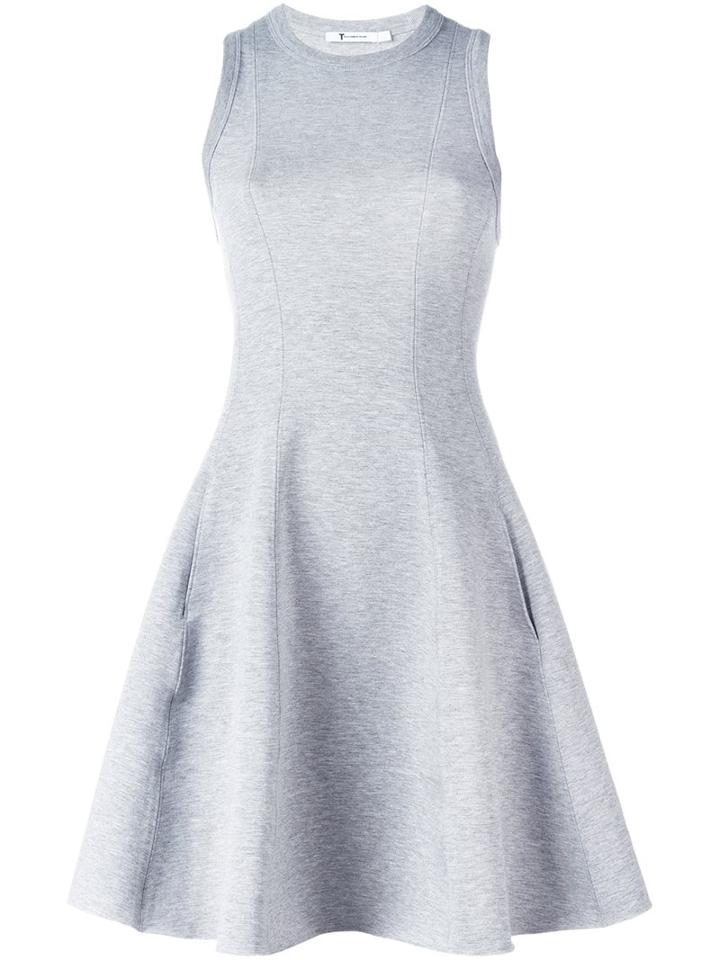 T By Alexander Wang Racerback Flared Dress, Women's, Size: Medium, Grey, Cotton/polyester/spandex/elastane/rayon