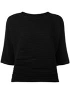 Issey Miyake Cauliflower - Ribbed Boat Neck Top - Women - Polyester/polyurethane - One Size, Black, Polyester/polyurethane