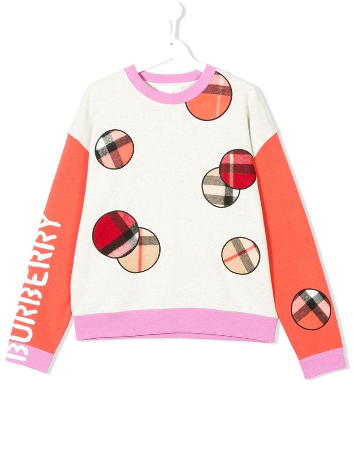 Burberry Kids Teen Check Detail Sweatshirt - Grey