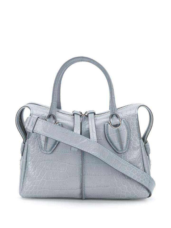 Tod's Crocodile Embossed Tote - Grey