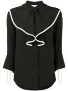 Chloé - Collarless Ruffle Blouse - Women - Silk - 42, Black, Silk