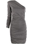 Redemption One-shoulder Checked Dress - Silver