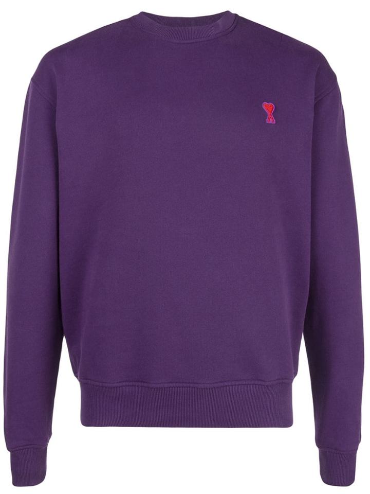 Ami Paris Ami De Coeur Patch Sweatshirt - Purple
