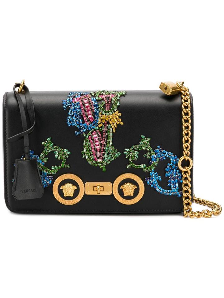 Versace Embellished Icon Shoulder Bag - Black
