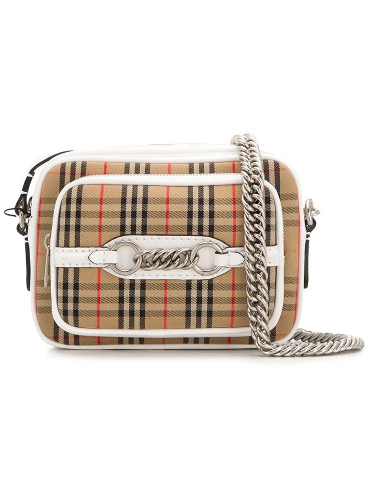 Burberry Signature Check Crossbody Bag - White