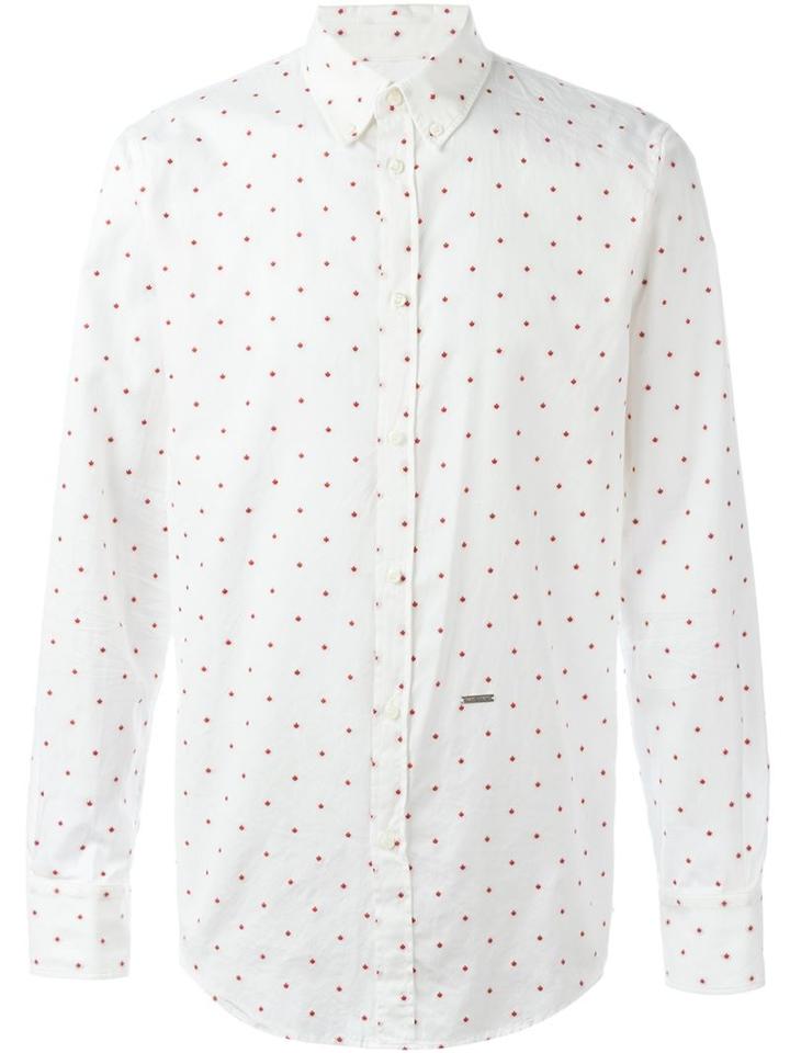 Dsquared2 Maple Leaf Shirt, Men's, Size: 56, White, Cotton