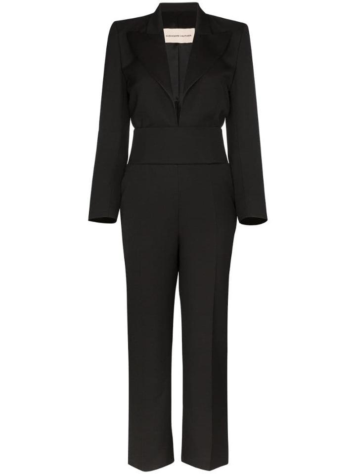 Alexandre Vauthier Tuxedo-inspired Plunge Jumpsuit - Black