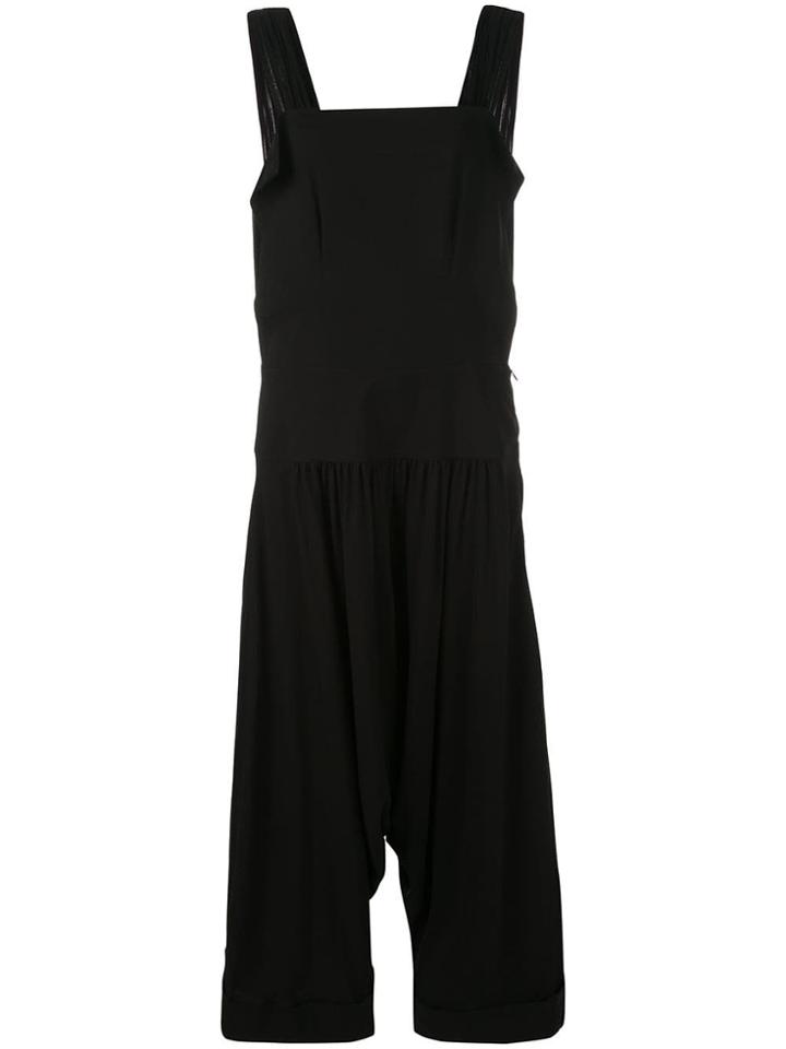 Yohji Yamamoto Wide Leg Dungarees - Black
