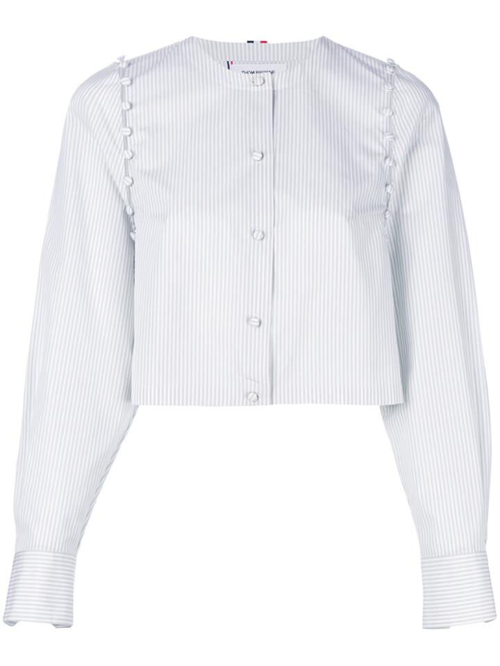 Thom Browne Bridal Button University Stripe Poplin - Grey