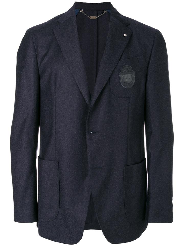 Billionaire Crest Patch Pocket Blazer - Blue