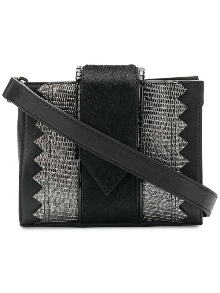 Just Cavalli Snake Embossed Panelled Belt Bag - Black