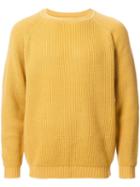 Factotum Ribbed Crew Neck Jumper, Men's, Size: 44, Yellow/orange, Acrylic/wool/alpaca