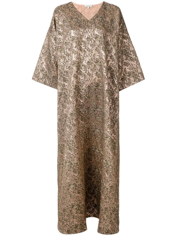 Layeur V-neck Oversized Dress - Brown