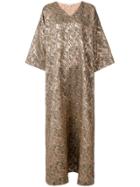 Layeur V-neck Oversized Dress - Brown