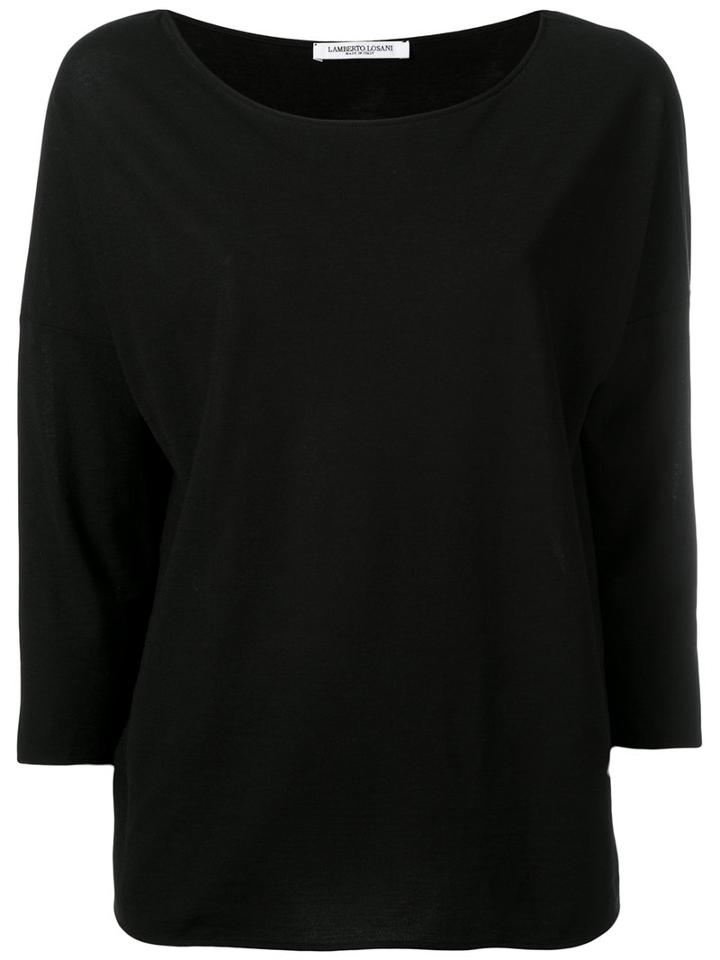 Lamberto Losani Boat Neck Blouse, Women's, Size: Small, Black, Cotton