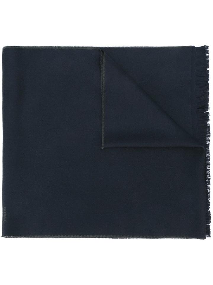 Emporio Armani Frayed Scarf, Men's, Blue, Wool