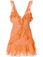 For Love And Lemons Polka Dot Frill Trim Dress - Nude & Neutrals
