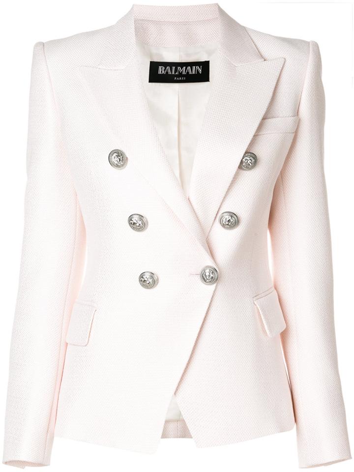 Balmain Button-embellished Blazer - Pink & Purple