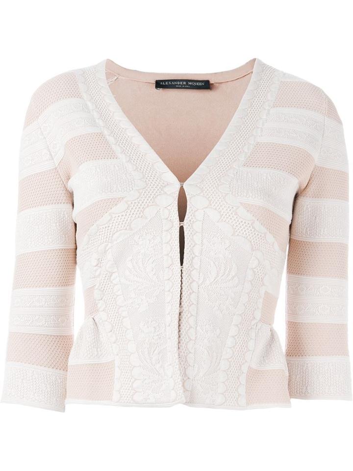 Alexander Mcqueen Victorian Lace Knit Cardigan, Women's, Size: Xs, Pink/purple, Viscose/silk/polyester