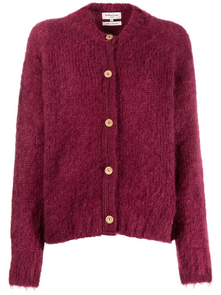 Ymc Wooden-button Cardigan - Red