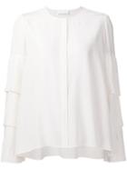 Co Pleated Sleeves Blouse, Women's, Size: Medium, White, Silk