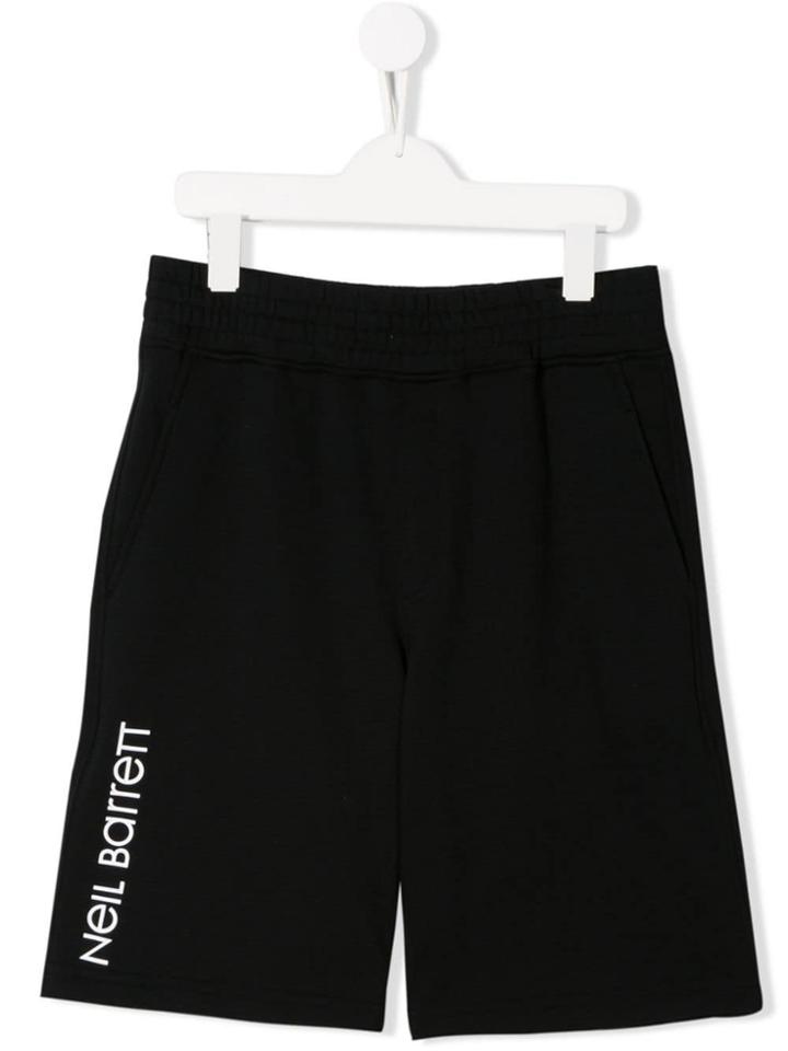 Neil Barrett Kids Teen Side Logo Track Shorts - Black