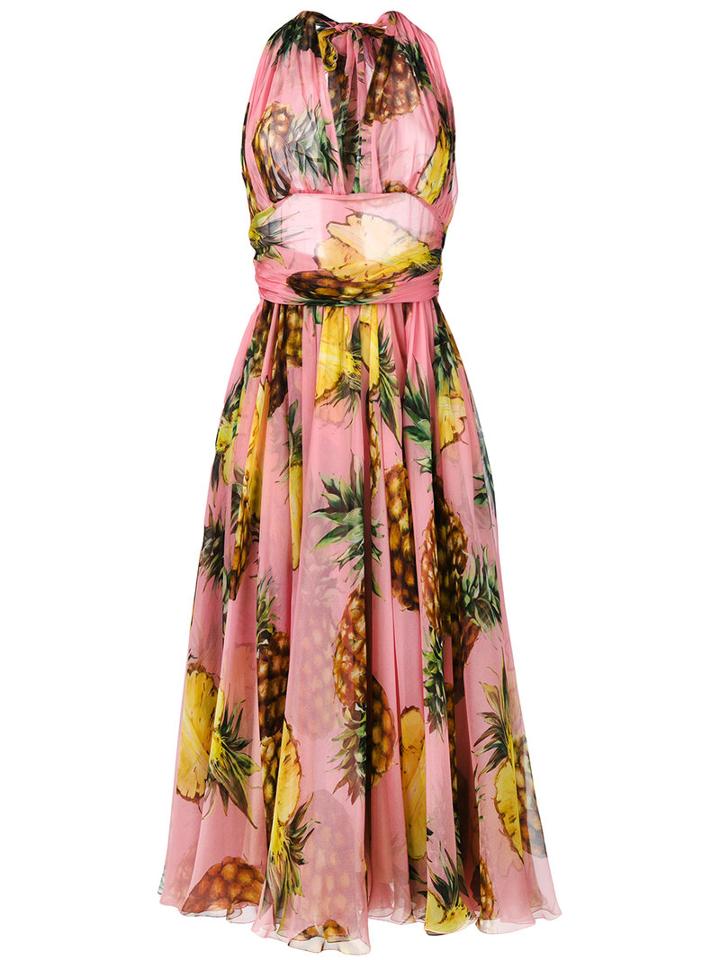 Dolce & Gabbana - Dress With Pineapple Print - Women - Silk/acetate - 42, Women's, Silk/acetate