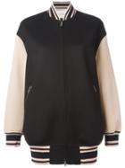 Valentino Contrast Bomber Jacket, Women's, Size: 44, Black, Cashmere/virgin Wool/viscose/silk