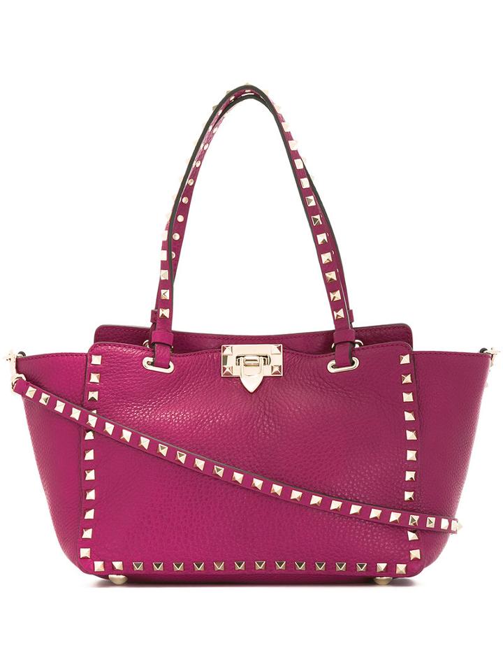 Valentino Valentino Garavani Rockstud Trapeze Tote, Women's, Pink/purple, Calf Leather/metal (other)