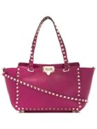 Valentino Valentino Garavani Rockstud Trapeze Tote, Women's, Pink/purple, Calf Leather/metal (other)